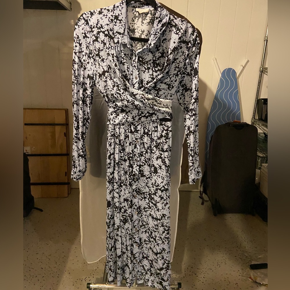 Seraphine Blue and Black Long Sleeve Maternity Dress